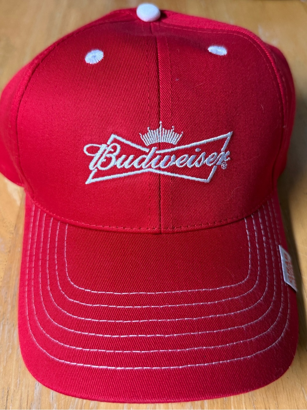 Budweiser Red Kids Baseball Hat with White Logo Stitching